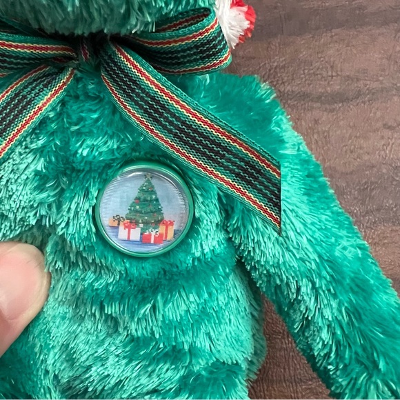 NWT Beanie Baby Green Teddy  With Antlers"2002 Holiday Teddy" TY Christm… - Picture 3 of 4